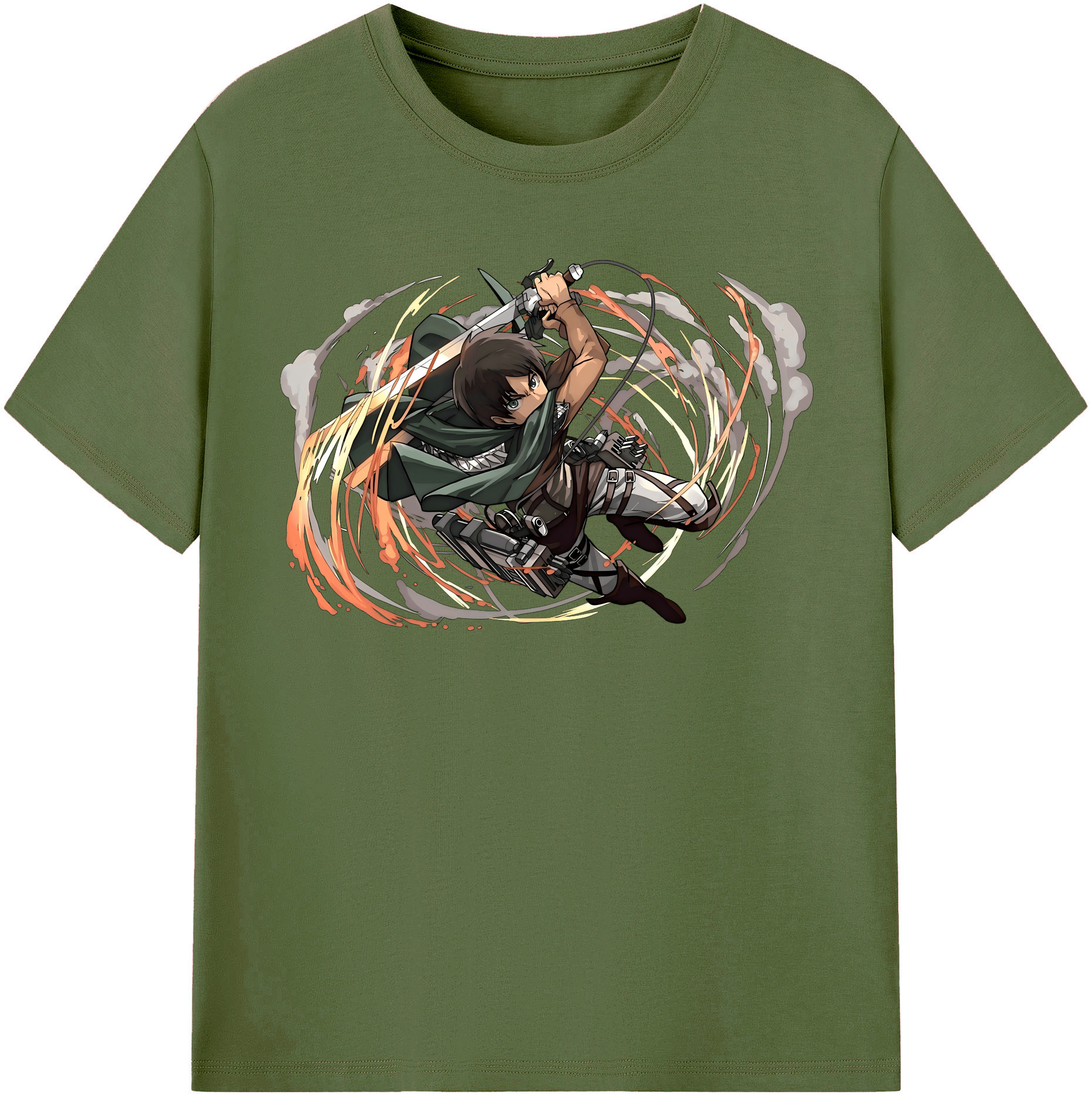 （画像用） 進撃の巨人 エレン･イェーガー Attack on Titan Eren Jäger 綿100％半袖Tシャツ（フロントプリント）